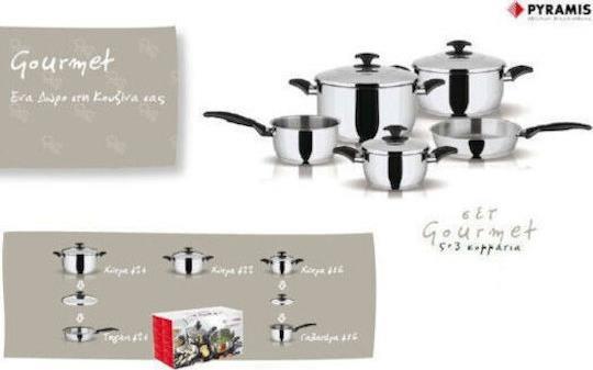 Pyramis Gourmet Σετ Κατσαρόλες από Ανοξείδωτο Ατσάλι Ασημί 8τμχ