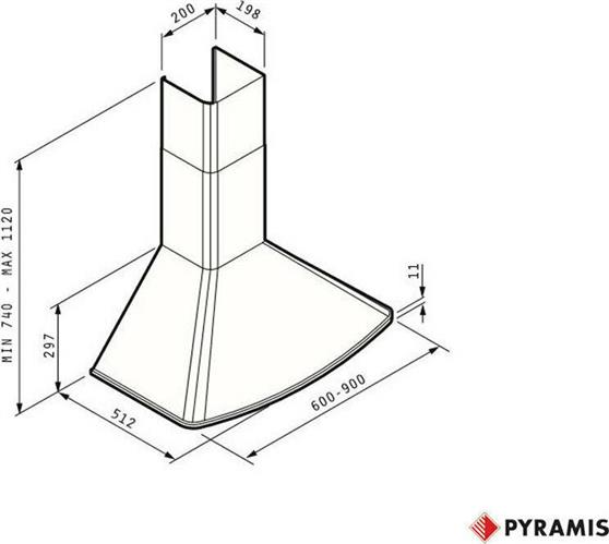 Pyramis Οβάλ Classic 60 Απορροφητήρας Καμινάδα 60cm Inox