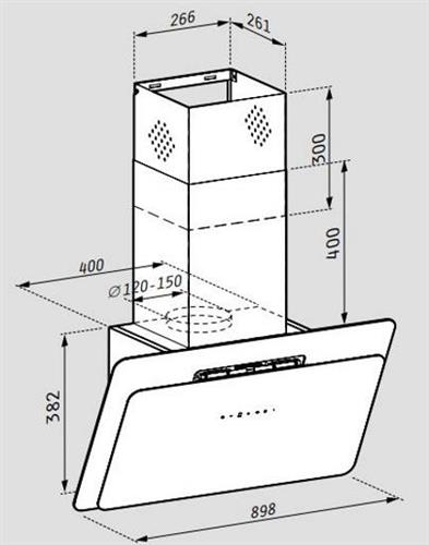 Pyramis Vetrio Απορροφητήρας Καμινάδα 90cm Inox-White Glass