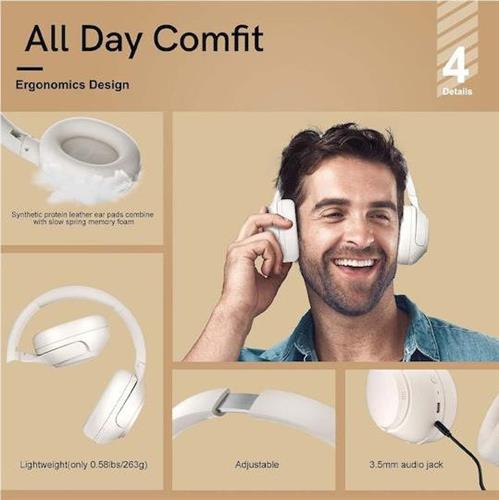 QCY H3 Ασύρματα Bluetooth Over Ear Ακουστικά με 70 ώρες Λειτουργίας Λευκά 2.40.01.01.054