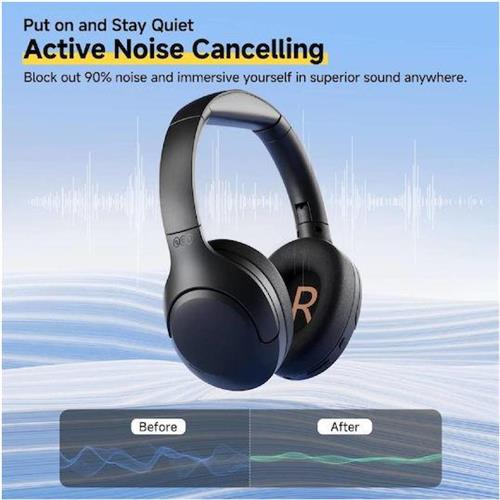 QCY H3 Lite ANC Ασύρματα Over Ear Ακουστικά με 60 ώρες Λειτουργίας Μαύρα 2.40.01.01.067