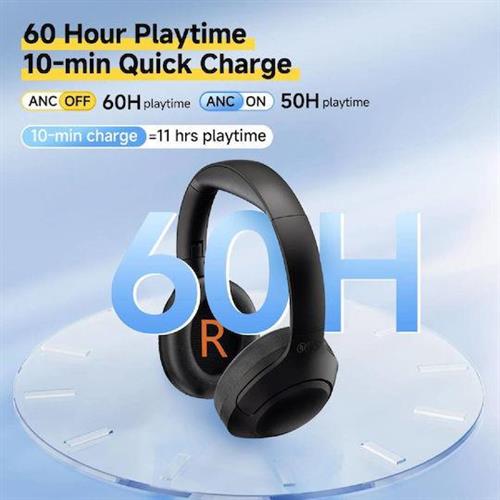 QCY H3 Lite ANC Ασύρματα Over Ear Ακουστικά με 60 ώρες Λειτουργίας Μαύρα 2.40.01.01.067