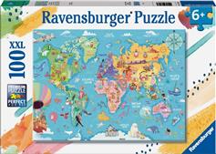 Ravensburger Παιδικό Puzzle Παγκόσμιος Χάρτης 100pcs για 6+ Ετών 13343