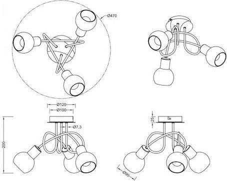 Reality Antibes Μοντέρνα Μεταλλική Πλαφονιέρα Οροφής με Ντουί E14 Ασημί 47cm