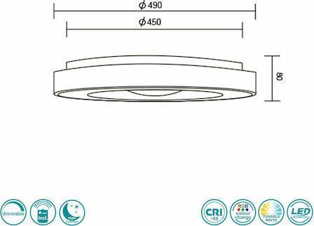 Reality Arco Μοντέρνα Πλαστική Πλαφονιέρα Οροφής με Ενσωματωμένο LED Μαύρη 49cm