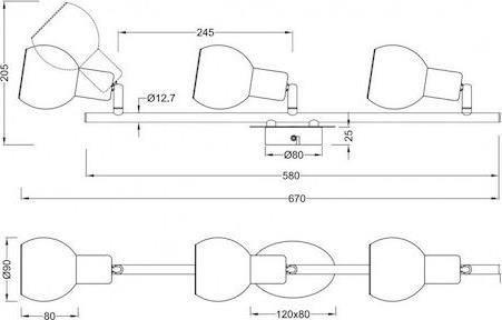 Reality Brest Τριπλό Σποτ με Ντουί E14 Ασημί