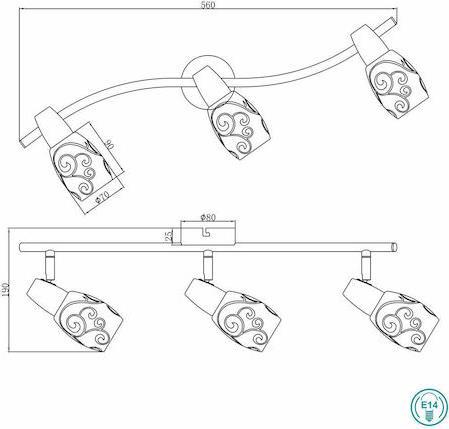 Reality Colmar Τριπλό Σποτ με Ντουί E14 Ασημί