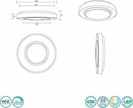 Reality Mona Μοντέρνα Μεταλλική Πλαφονιέρα Οροφής με Ενσωματωμένο LED Μαύρη 38cm