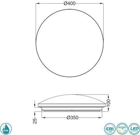Reality Putz Στρογγυλό Εξωτερικό LED Panel Ισχύος 15W με Φυσικό Λευκό Φως R62684000