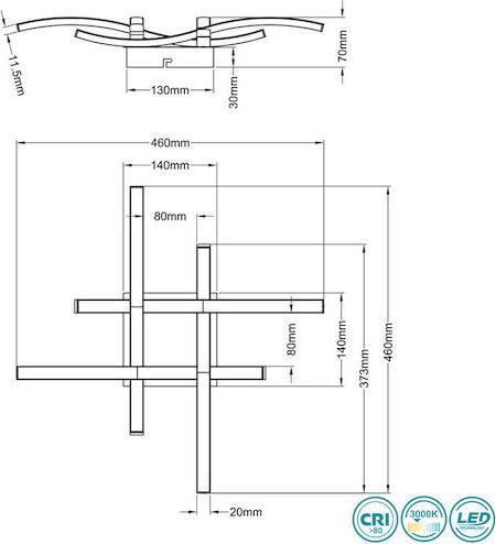 Reality Route Μοντέρνα Μεταλλική Πλαφονιέρα Οροφής με Ενσωματωμένο LED Ασημί 46cm