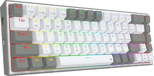Redragon Castor Pro K631RGB-Pro-WG Ασύρματο Gaming Μηχανικό Πληκτρολόγιο 65% με Custom διακόπτες και RGB φωτισμό Αγγλικό US Λευκό-Γκρι 28.01.0063