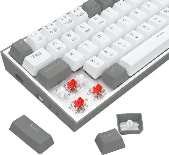 Redragon Castor Pro K631RGB-Pro-WG Ασύρματο Gaming Μηχανικό Πληκτρολόγιο 65% με Custom διακόπτες και RGB φωτισμό Αγγλικό US Λευκό-Γκρι 28.01.0063