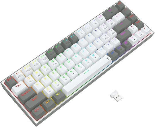 Redragon Castor Pro K631RGB-Pro-WG Ασύρματο Gaming Μηχανικό Πληκτρολόγιο 65% με Custom διακόπτες και RGB φωτισμό Αγγλικό US Λευκό-Γκρι 28.01.0063