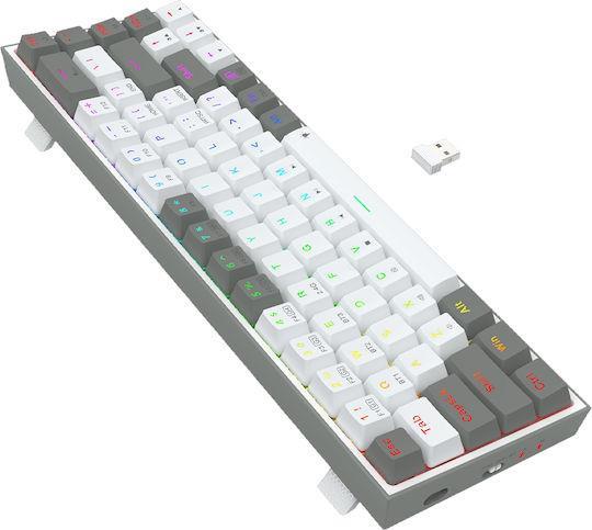 Redragon Castor Pro K631RGB-Pro-WG Ασύρματο Gaming Μηχανικό Πληκτρολόγιο 65% με Custom διακόπτες και RGB φωτισμό Αγγλικό US Λευκό-Γκρι 28.01.0063