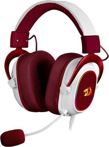 Redragon H510 Zeus RGB Over Ear Gaming Headset με σύνδεση 3.5mm/USB White/Red 28.02.0010