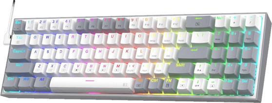 Redragon K628WG-RGB Pollus Gaming Πληκτρολόγιο 75% με RGB Φωτισμό Αγγλικό US Λευκό-Γκρι