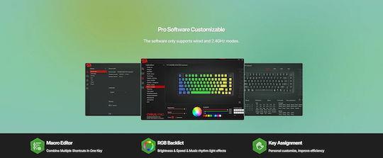 Redragon K681ACG-RGB-PRO Ασύρματο Gaming Μηχανικό Πληκτρολόγιο 75% με RGB φωτισμό Αγγλικό US Πολύχρωμο 28.01.0067