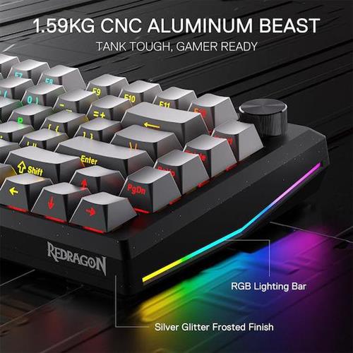 Redragon K687GG-RGB-PRO Ασύρματο Gaming Μηχανικό Πληκτρολόγιο 65% με Custom Linear διακόπτες και RGB φωτισμό Αγγλικό US 28.01.0068
