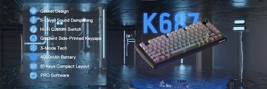Redragon K687GG-RGB-PRO Ασύρματο Gaming Μηχανικό Πληκτρολόγιο 65% με Custom Linear διακόπτες και RGB φωτισμό Αγγλικό US 28.01.0068