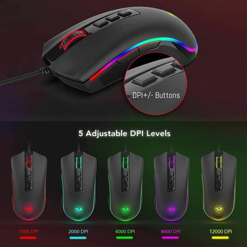 Redragon M711 Cobra RGB Gaming Ποντίκι Μαύρο 28.00.0005