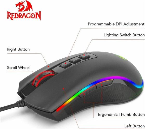Redragon M711 Cobra RGB Gaming Ποντίκι Μαύρο 28.00.0005