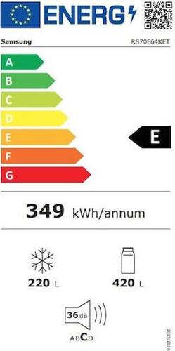 Samsung RS70F64KETEF Ψυγείο Ντουλάπα 640lt Total NoFrost Υ178.4xΠ91.2xΒ72.6cm Ανθρακί