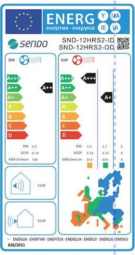 Sendo Hermes SND-12HRS-ID/SND-12HRS-OD Κλιματιστικό Inverter 12000 BTU A++/A+++ με WiFi