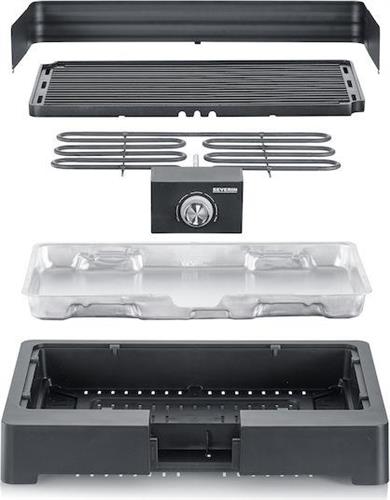 Severin Επιτραπέζια Ηλεκτρική Ψησταριά Σχάρας 2200W με Ρυθμιζόμενο Θερμοστάστη 44.5x26cm 8567