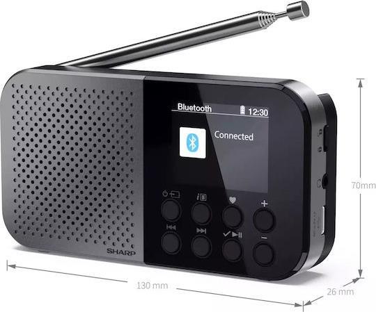 Sharp 15-DRP520GY Osaka Ραδιοφωνάκι Επαναφορτιζόμενο DAB+ με Bluetooth και USB Γκρι