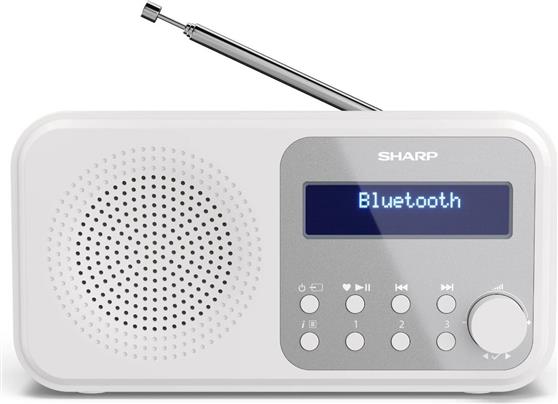 Sharp Tokyo Φορητό Ραδιόφωνο Επαναφορτιζόμενο DAB+ με Bluetooth και USB Snowy White 15-DRP420SW