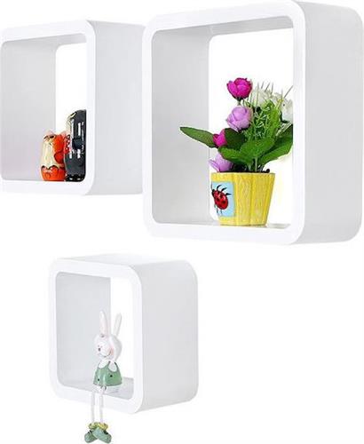 Songmics Ράφια Τοίχου Λευκά 3τμχ 27x27x10cm LWS104
