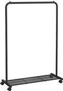 Songmics Τροχήλατη Κρεμάστρα Δαπέδου από Μέταλλο Μαύρη 92.5x40.5x158cm HSR25BK