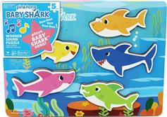Spin Master Ξύλινο Παιδικό Puzzle Σφηνώματα Baby Shark with Sounds 5pcs για 2+ Ετών 6054918