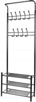 SPM Έπιπλο Εισόδου με Κρεμάστρα & Παπουτσοθήκη Μαύρο 65x29x192cm 15744