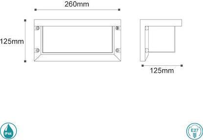 Sun Light Στεγανή Επιτοίχια Πλαφονιέρα Εξωτερικού Χώρου E27 σε Μαύρο Χρώμα G0430S