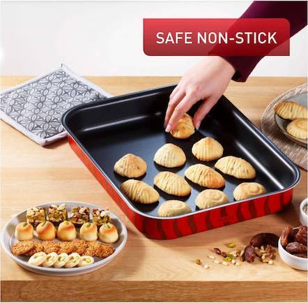 Tefal J5714782 Tempo Flame Ταψί Ορθογώνιο Αλουμινίου με Αντικολλητική Επίστρωση 31x24cm