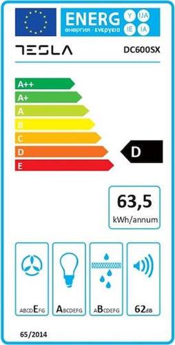 Tesla DC600SX Απορροφητήρας Καμινάδα 60cm Inox