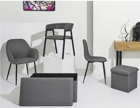 The Home Deco Factory Atom Καρέκλα Τραπεζαρίας με Υφασμάτινη Επένδυση Γκρι 62x54x83cm HD0476