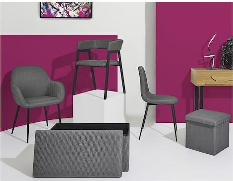The Home Deco Factory Atom Καρέκλα Τραπεζαρίας με Υφασμάτινη Επένδυση Γκρι 62x54x83cm HD0476