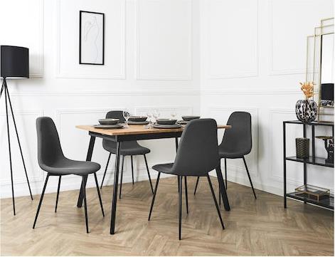 The Home Deco Factory Atom Καρέκλα Τραπεζαρίας με Υφασμάτινη Επένδυση Γκρι 62x54x83cm HD0476