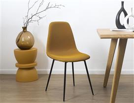 The Home Deco Factory Atom Καρέκλα Τραπεζαρίας με Υφασμάτινη Επένδυση Κίτρινη 62x54x83cm HD0473