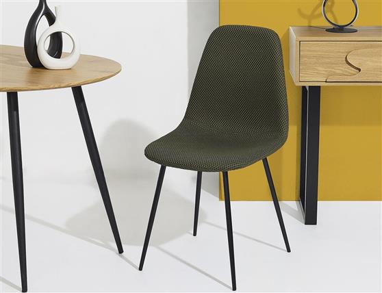 The Home Deco Factory Atom Καρέκλα Τραπεζαρίας με Υφασμάτινη Επένδυση Χακί 62x54x83cm HD0475