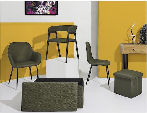 The Home Deco Factory Atom Καρέκλα Τραπεζαρίας με Υφασμάτινη Επένδυση Χακί 62x54x83cm HD0475