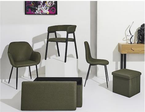 The Home Deco Factory Atom Καρέκλα Τραπεζαρίας με Υφασμάτινη Επένδυση Χακί 62x54x83cm HD0475