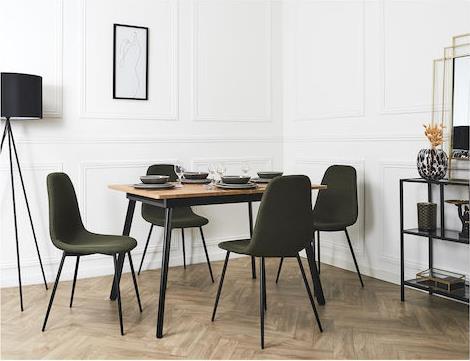 The Home Deco Factory Atom Καρέκλα Τραπεζαρίας με Υφασμάτινη Επένδυση Χακί 62x54x83cm HD0475