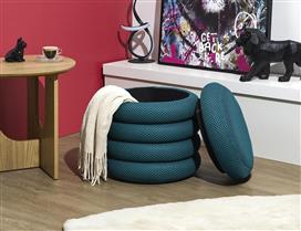 The Home Deco Factory Atom Σκαμπό Σαλονιού με Αποθηκευτικό Χώρο Επενδυμένο με Ύφασμα Μπλε HD0424