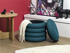 The Home Deco Factory Atom Σκαμπό Σαλονιού με Αποθηκευτικό Χώρο Επενδυμένο με Ύφασμα Μπλε HD0424