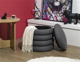 The Home Deco Factory Atom Σκαμπό Σαλονιού με Αποθηκευτικό Χώρο Επενδυμένο με Ύφασμα Γκρι HD0428