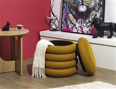 The Home Deco Factory Atom Σκαμπό Σαλονιού με Αποθηκευτικό Χώρο Επενδυμένο με Ύφασμα Κίτρινο HD0425