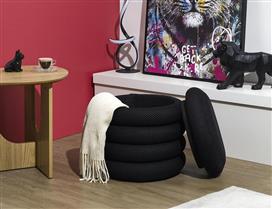 The Home Deco Factory Atom Σκαμπό Σαλονιού με Αποθηκευτικό Χώρο Επενδυμένο με Ύφασμα Μαύρο HD0426
